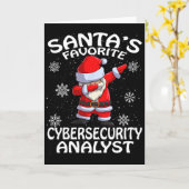 サンタがお気に入りのサイバーセキュリティ・アナリストのクリスマス カード (黄色い花)