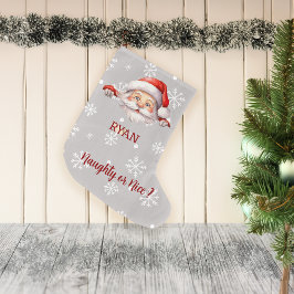 サンタがここにいる名前をカスタムするとメッセージ ラージクリスマスストッキング