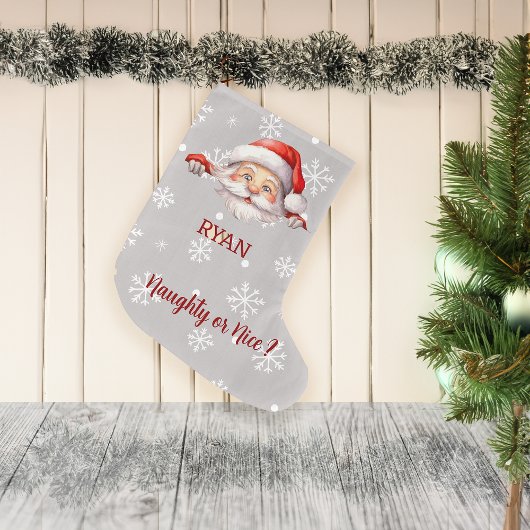 サンタがここにいる名前をカスタムするとメッセージ ラージクリスマスストッキング