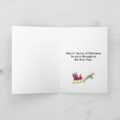 サンタがそりに乗ったメリークリスマス シーズンカード (内部)