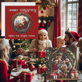 サンタがそりのグリーティングカードに