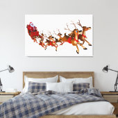 サンタがそりの壁画を描く キャンバスプリント (インサイチュ (寝室))