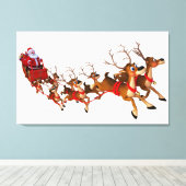 サンタがそりの壁画を描く キャンバスプリント (インサイチュ (ウッドフロア))