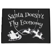 サンタがエコノミークリスマスプレゼントを飛おもしろいばさない ラージペーパーバッグ (正面)
