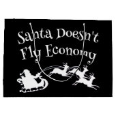 サンタがエコノミークリスマスプレゼントを飛おもしろいばさない ラージペーパーバッグ (裏面)