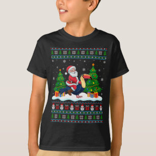 サンタがオオハシに乗るツリーライト クリスマスのセーター Tシャツ