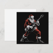 サンタがギターを弾くレトロな90年代のクリスマスロック シーズンカード (正面/裏面)