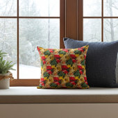 サンタがクリスマスの木に鈴と弓を付ける クッション