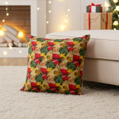 サンタがクリスマスの木に鈴と弓を付ける クッション