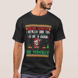 サンタがクリスマスの良いバー監督におもしろいなる Tシャツ