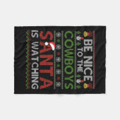 サンタがクリスマスを見ているカウボーイズに優しい フリースブランケット (正面(横))