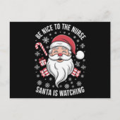 サンタがクリスマスを見ているナースに優しい シーズンポストカード (正面)