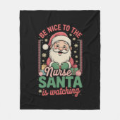 サンタがクリスマスを見ているナースに優しい フリースブランケット (正面)