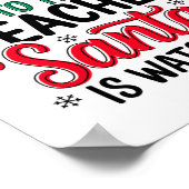 サンタがクリスマスを見ている先生に優しい ポスター (角)