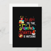 サンタがクリスマスを見ている先生に優しい 招待状 (正面/裏面)