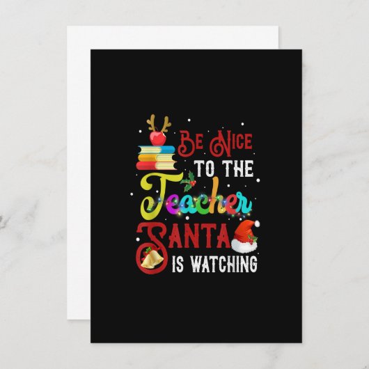 サンタがクリスマスを見ている先生に優しい 招待状 (正面/裏面)