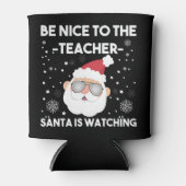 サンタがクリスマスを見ている先生に優しい 缶クーラー (正面)