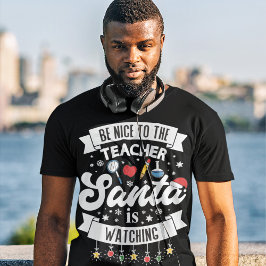 サンタがクリスマスを見ている先生に優しく Tシャツ