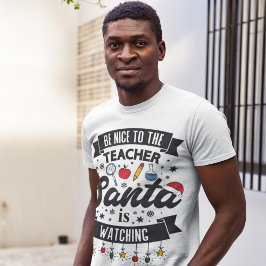 サンタがクリスマスを見ている先生に優しく Tシャツ