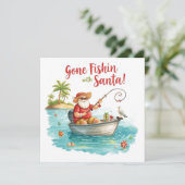 サンタがクリスマスを釣りで祝う シーズンカード (スタンド正面)
