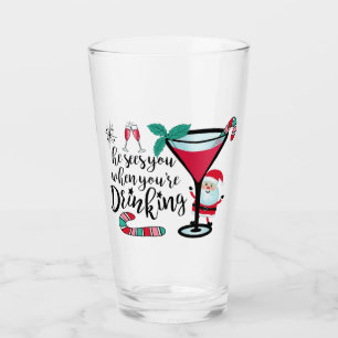 サンタがクリスマスを飲んでるのおもしろいを見る タンブラーグラス