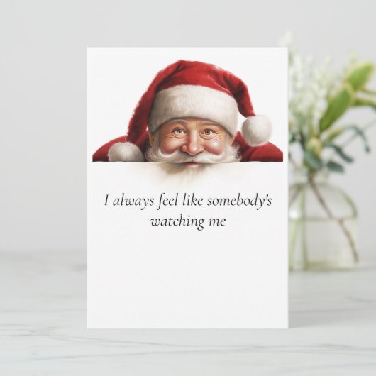 サンタがクリスマスカーおもしろいドを見ている シーズンカード (スタンド正面)