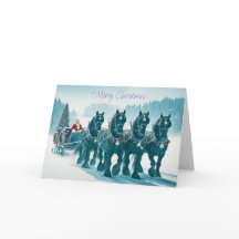 サンタがクリスマスカードに向かう