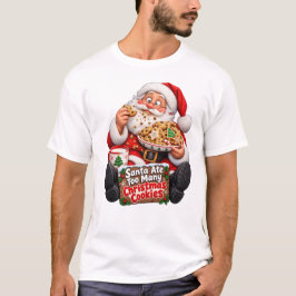 サンタがクリスマスクッキーを食べ過ぎた Tシャツ