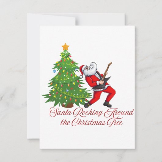 サンタがクリスマスツリーの周りでロックしている様子 ,  シーズンカード (正面)