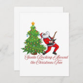 サンタがクリスマスツリーの周りでロックしている様子 ,  シーズンカード (正面/裏面)