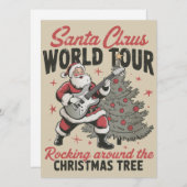 サンタがクリスマスツリーの周りでロックする シーズンカード (正面/裏面)