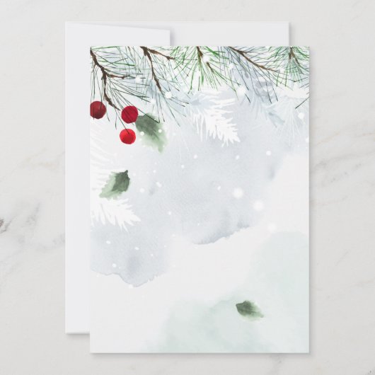 サンタがクリスマスプレゼントをベビーに 招待状 (裏面)