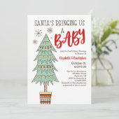 サンタがクリスマスベビーシャワーをベビーに 招待状 (スタンド正面)