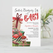 サンタがクリスマスベビーシャワーをベビーに 招待状 (スタンド正面)