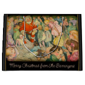 サンタがクリスマス休暇に到着 ラージペーパーバッグ (正面)