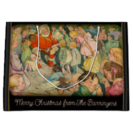 サンタがクリスマス休暇に到着 ラージペーパーバッグ