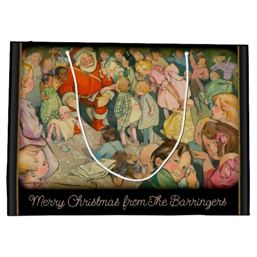 サンタがクリスマス休暇に到着 ラージペーパーバッグ (裏面)