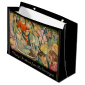 サンタがクリスマス休暇に到着 ラージペーパーバッグ (正面アングル)