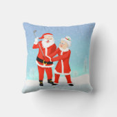 サンタがクロース夫人をゴルフスイングでサポート クッション (裏面)
