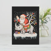 サンタがサイに乗る雪のクリスマス ライト Xmas 招待状 (スタンド正面)