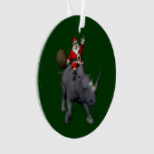 サンタがサイに乗る オーナメント (正面)