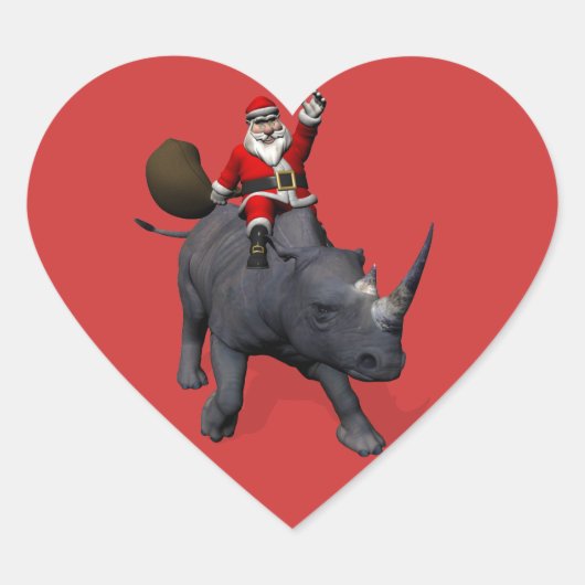 サンタがサイに乗る ハートシール (正面)