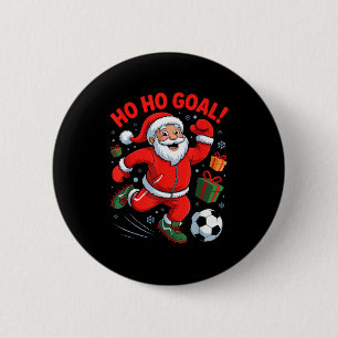 サンタがサッカーをする おかしい ホリデー クリスマス Xmas 缶バッジ