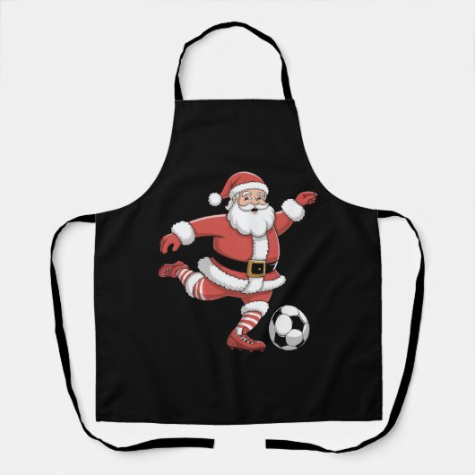 サンタがサッカーをする クリスマス スポーツ エプロン (正面)