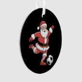 サンタがサッカーをする クリスマス スポーツ オーナメント (正面)
