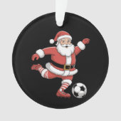 サンタがサッカーをする クリスマス スポーツ オーナメント (正面)