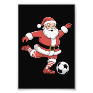 サンタがサッカーをする クリスマス スポーツ フォトプリント