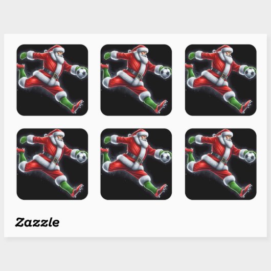 サンタがサッカーボールを蹴る スクエアシール (シート)