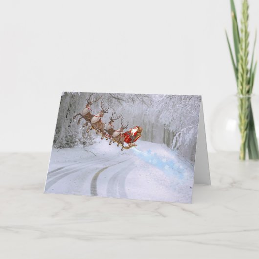 サンタがサプライチェーンを持つクリスマスホリド シーズンカード (正面)