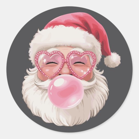 サンタがシャボン玉を飛ばす クリスマスのユーモア ラウンドシール (正面)